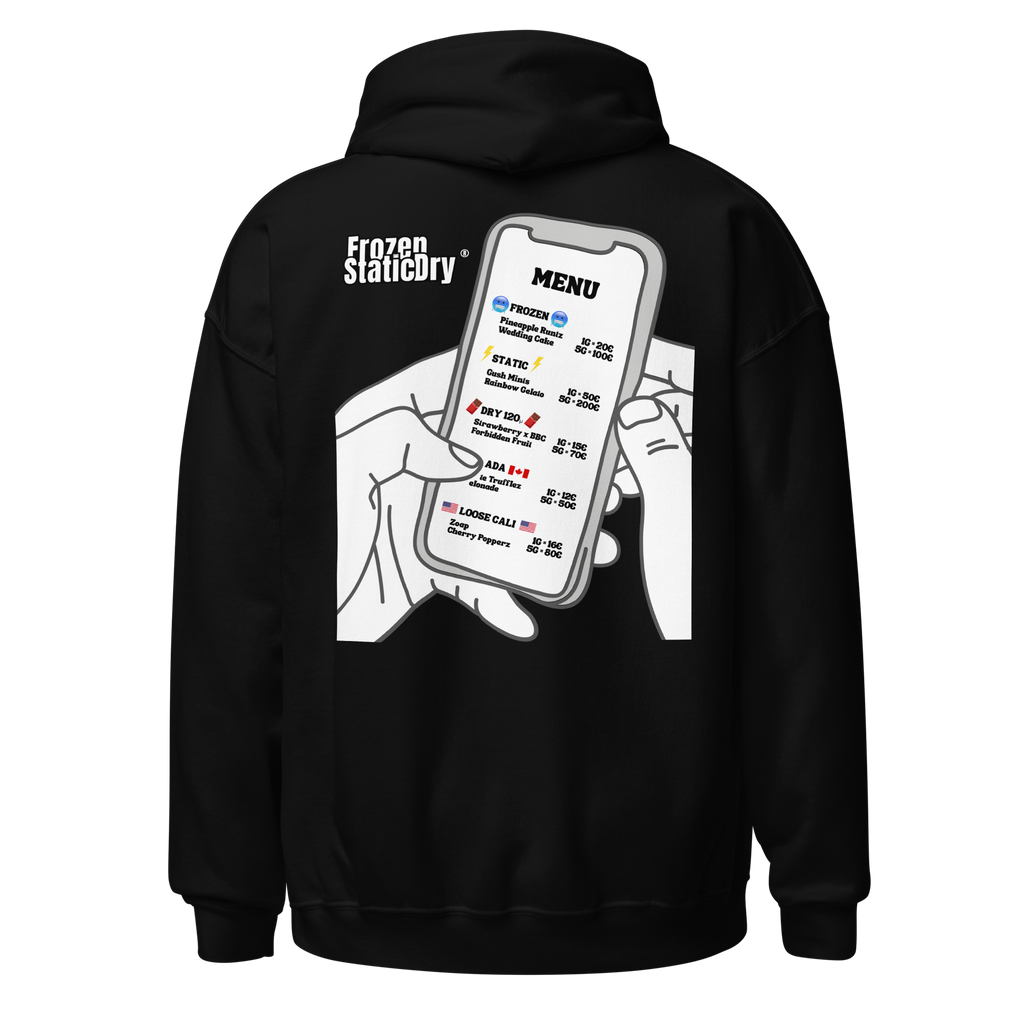 FrozenStaticDry Menu Hoodie classic-line personalisiert schwarz hinten
