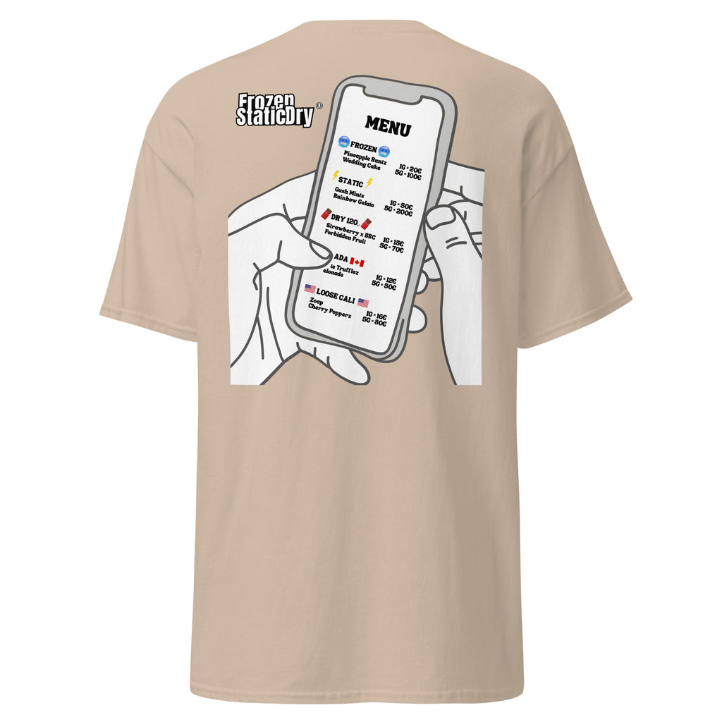 FrozenStaticDry Menu Shirt personalisiert Sand hinten