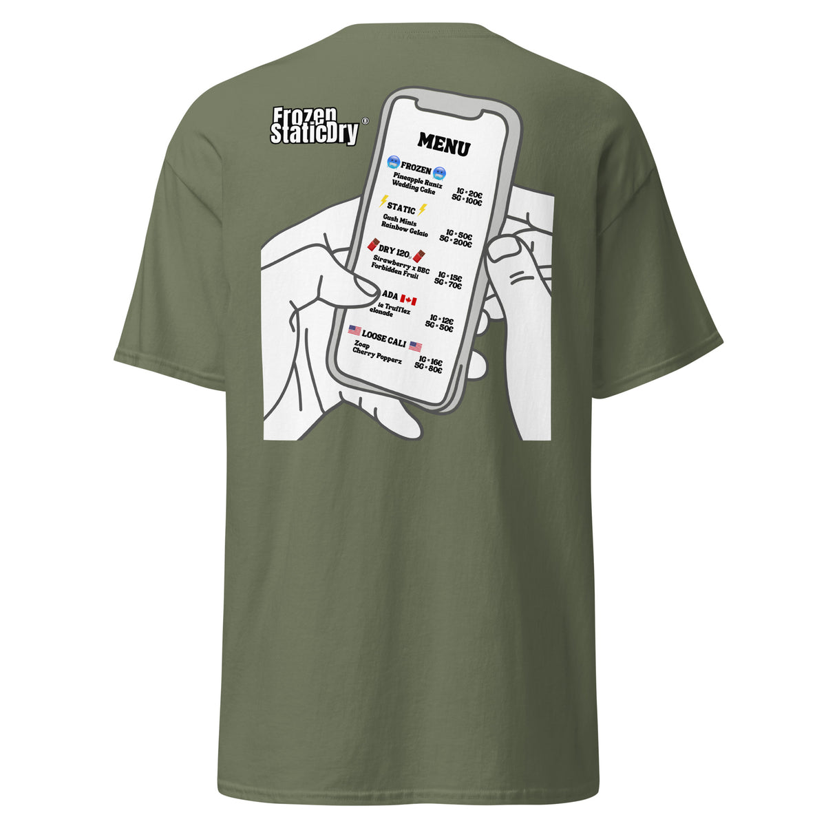 FrozenStaticDry Menu Shirt personalisiert green hinten