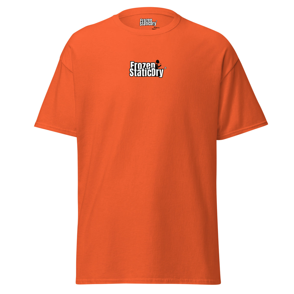 FrozenStaticDry Menu Shirt personalisiert orange vorne