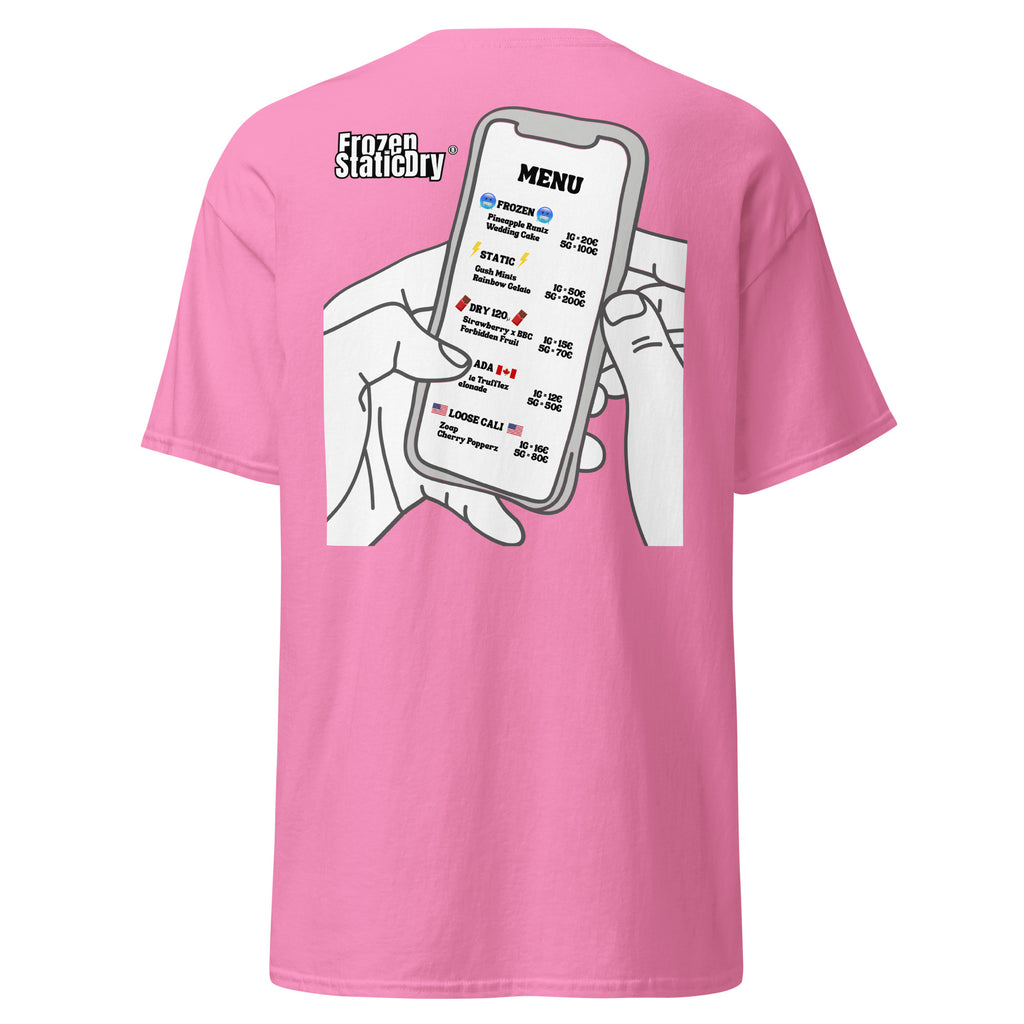 FrozenStaticDry Menu Shirt personalisiert rosa hinten