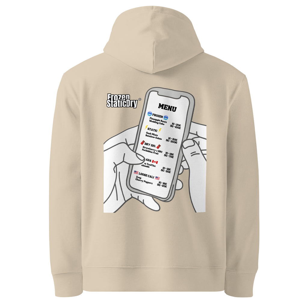 FrozenStaticDry® Unisex Hoodie Menu hinten sand