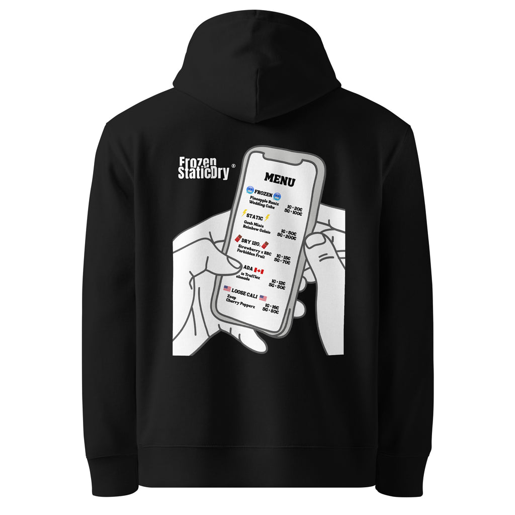 FrozenStaticDry® Unisex Hoodie Menu hinten schwarz w1