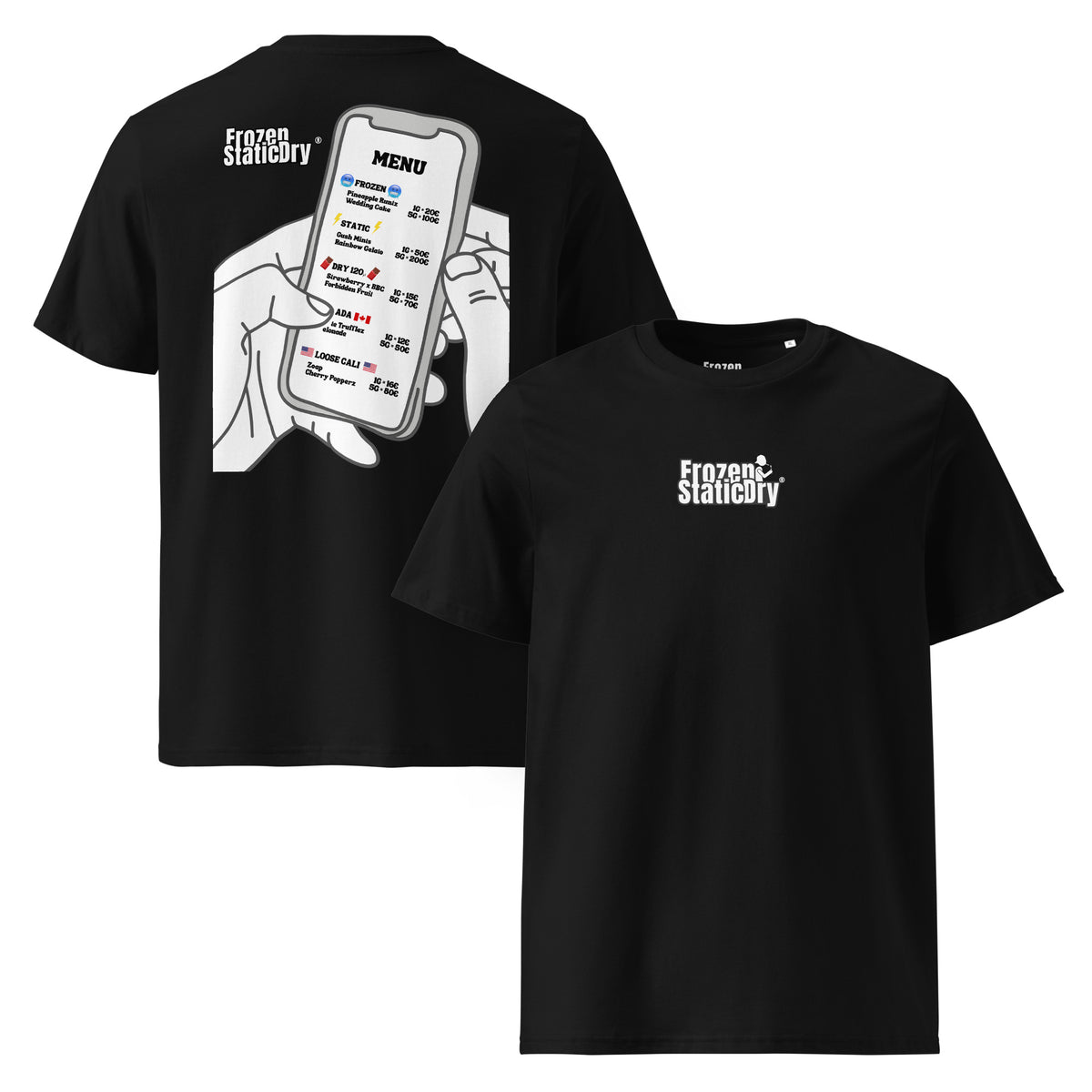 FrozenStaticDry® Unisex T-Shirt Menu Hinten - vorne1