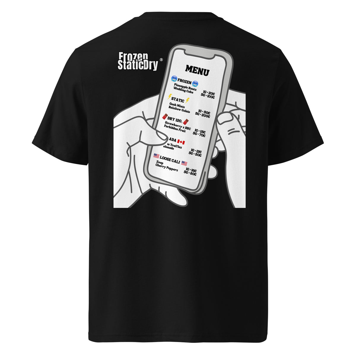 FrozenStaticDry® Unisex T-Shirt Menu hinten -w