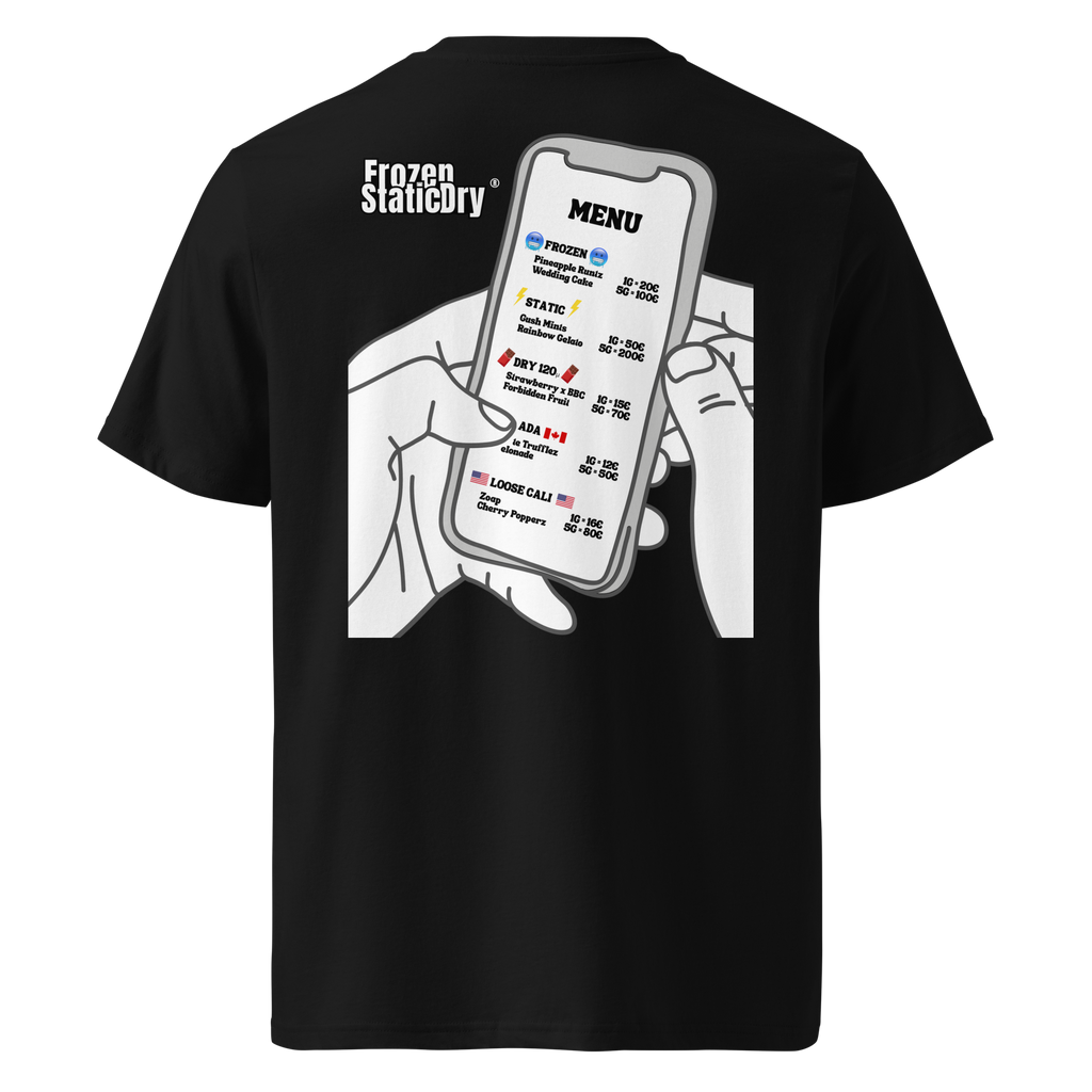 FrozenStaticDry® Unisex T-Shirt Menu hinten titel