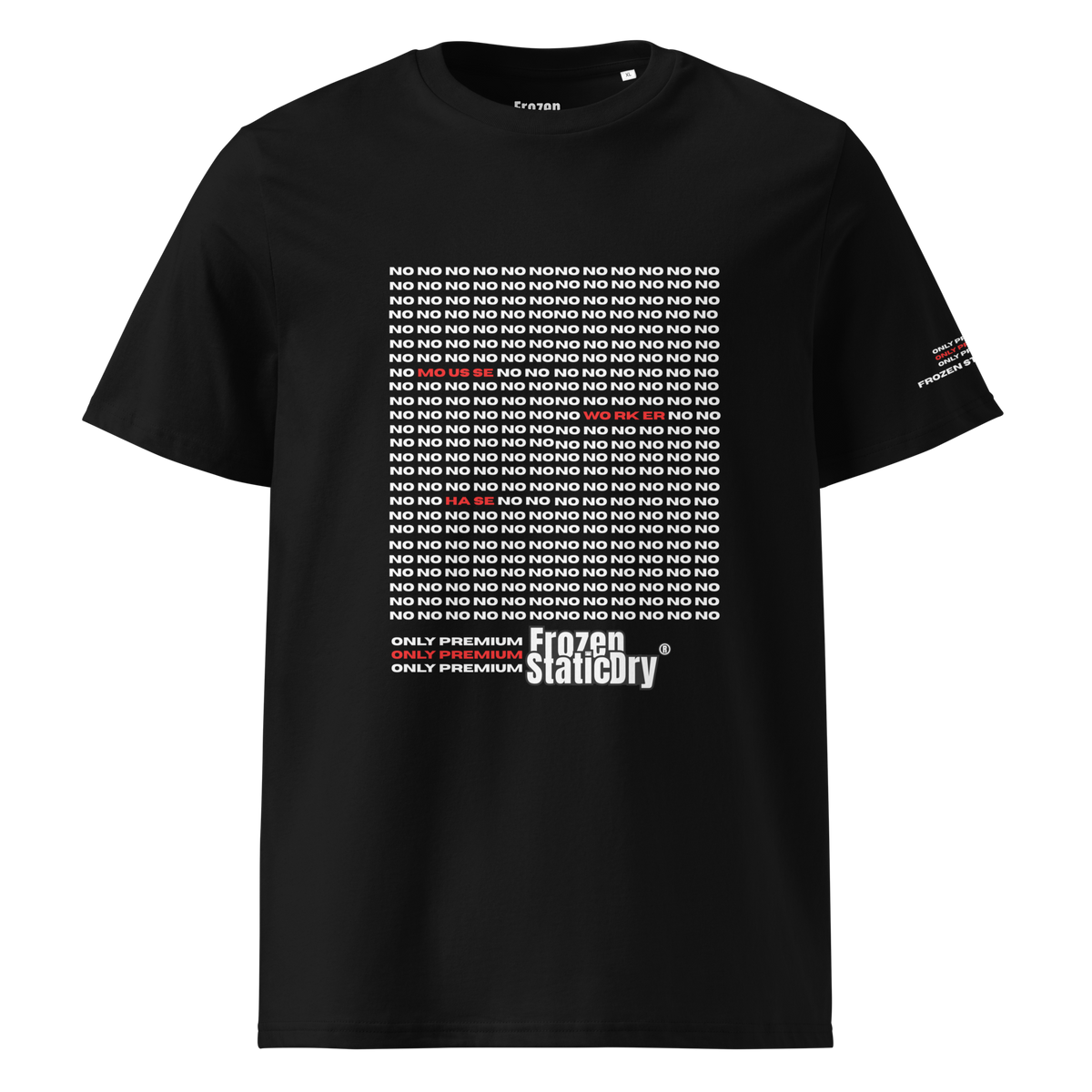 FrozenStaticDry® Unisex shirt Noworker 2.0 schwarz vorne 