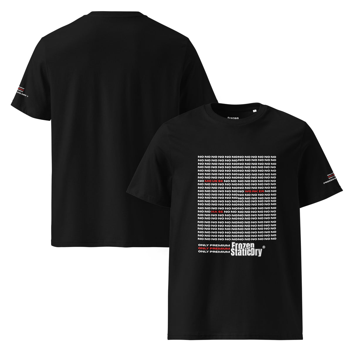 FrozenStaticDry® Unisex shirt Noworker 2.0 schwarz vorne hinten