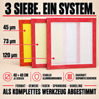 FrozenStaticDry drysift Siebrahmen 3er Set komplett abgestimmt