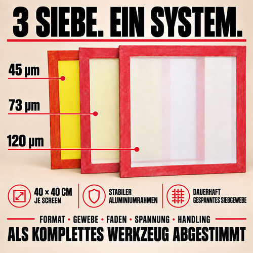 FrozenStaticDry drysift Siebrahmen 3er Set komplett abgestimmt